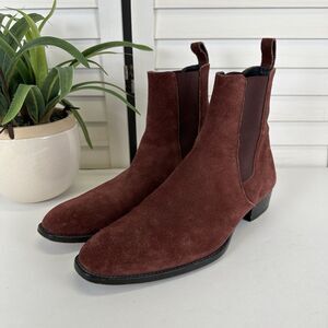 ORO Los Angeles Malbec Granada Slip On Chelsea Boot Burgundy Suede‎ Mens Size 9